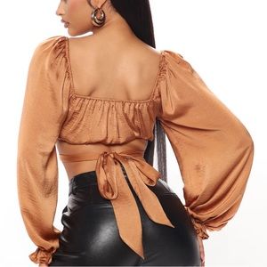 Satin Top in Caramel Size XL Fashionnova